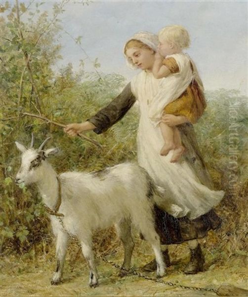 Mutter Mit Kind Und Ziege Oil Painting by William Charles Thomas Dobson