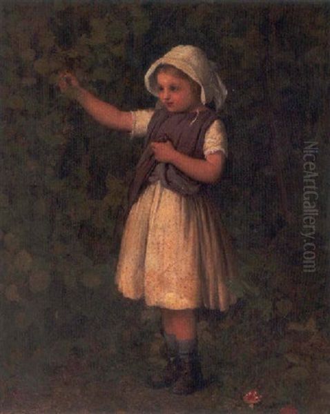 Young Girl Picking Grapes Oil Painting by William Charles Thomas Dobson