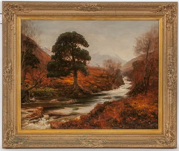 Highland Stream Oil Painting by Alexander Brownlie Docharty