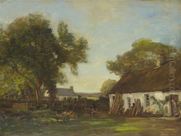 Cottage Scene Oil Painting by Alexander Brownlie Docharty