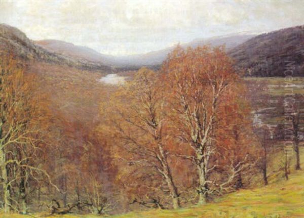 Schottische Tallandschaft An Einem Prachtvollen Herbsttag Oil Painting by Alexander Brownlie Docharty