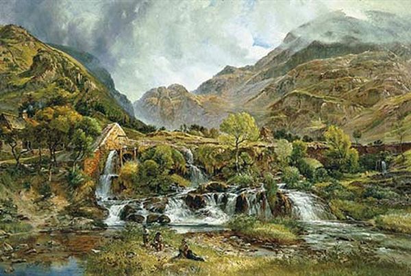 A Landscape In Wales Oil Painting by Charles Tattershall Dodd the Elder