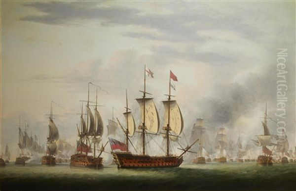 The Battle Of The Saints Oil Painting by Robert Dodd