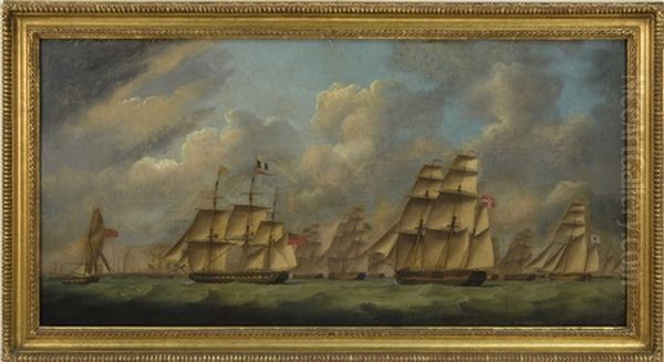 A Gathering Of British And Scandinavian Vessels Oil Painting by Robert Dodd