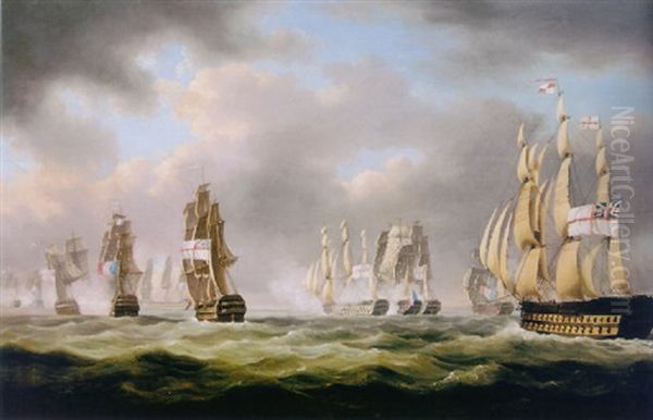 Battle Of San Domingo 1806 Oil Painting by Robert Dodd