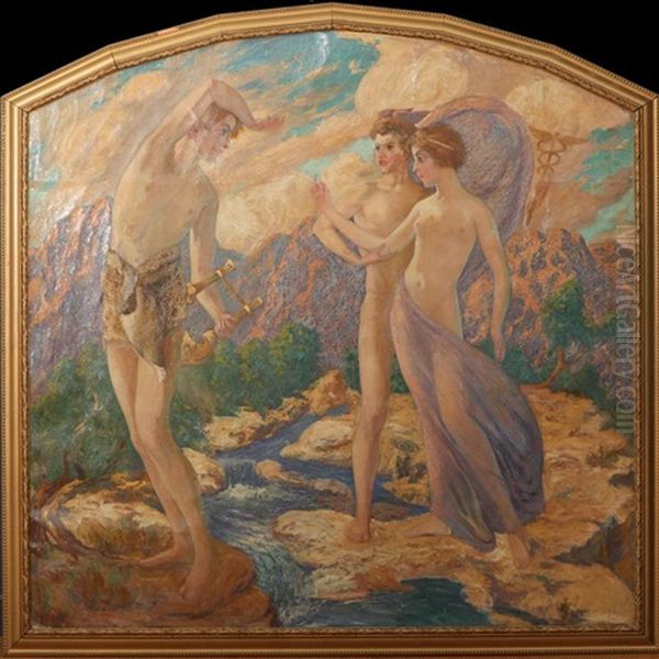 Pan, Mercury And Venus Oil Painting by William de Leftwich Dodge