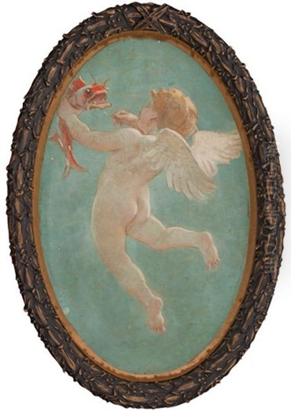 Cupids From The Grand Salon Of The Steamship City Of Detroit Iii (pair) Oil Painting by William de Leftwich Dodge