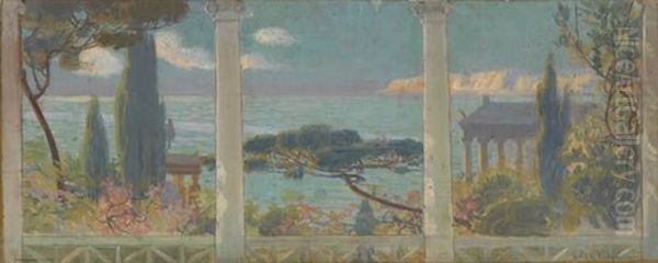 Mediterranean Seascape Oil Painting by William de Leftwich Dodge