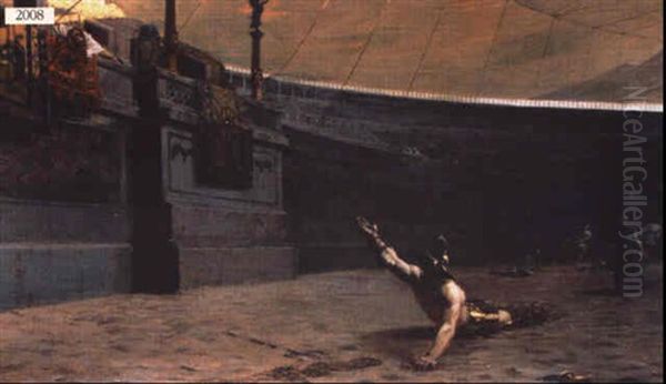 Fallen Gladiator In An Arena Oil Painting by William de Leftwich Dodge