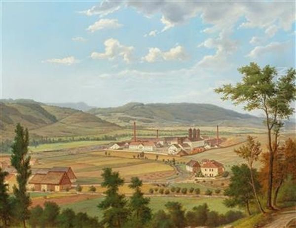 View Of The Chemical Factory In Usti Nad Labem Oil Painting by Ernst Gustav Doerell