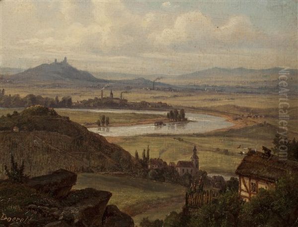 Landschaft Mit Der Hasenburg (hazmburk) Oil Painting by Ernst Gustav Doerell