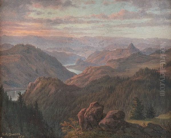 Blick Vom Aarhorst Gegen Aussig Oil Painting by Ernst Gustav Doerell