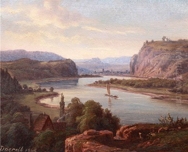 Pohled Na Strekov Od Mesta Usti Nad Labem. Pohled Na Mesto Usti Nad Labem Od Svadovskeho Zamku (2 Works) Oil Painting by Ernst Gustav Doerell