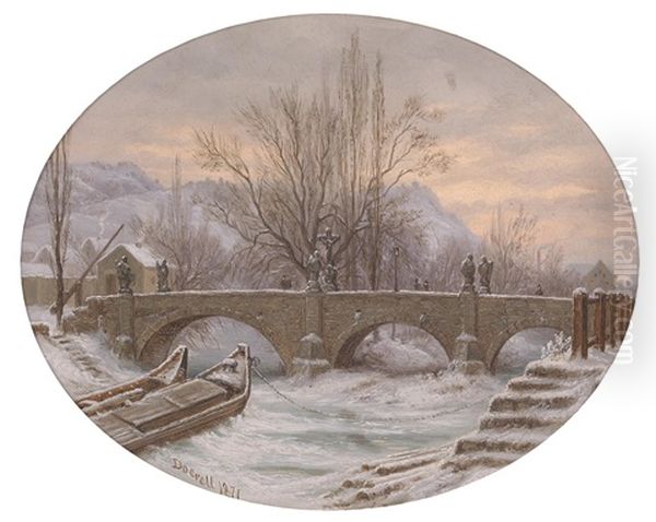 Winterlandschaft Mit Steinbrucke Oil Painting by Ernst Gustav Doerell