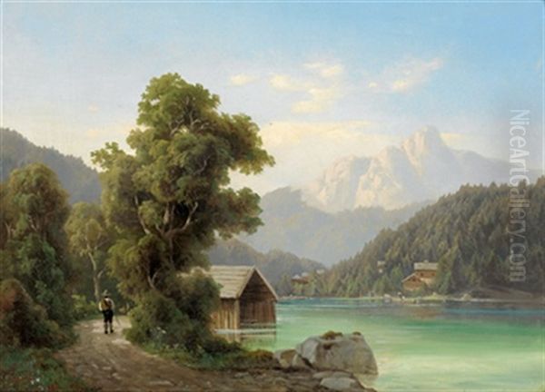 Motiv Aus Dem Salzkammergut Oil Painting by Ernst Gustav Doerell