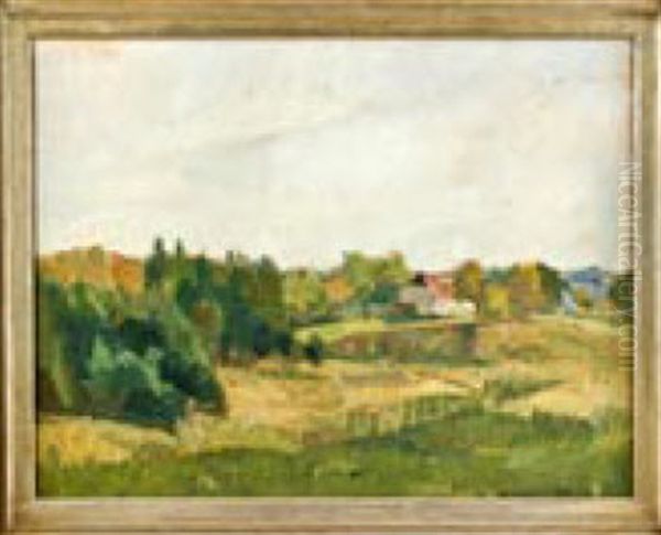 Baumbestandene Landschaft Mit Bauernhaus Oil Painting by Max Doerner