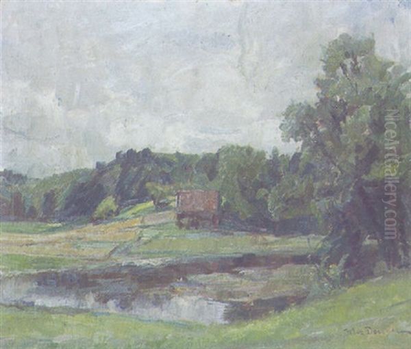 Landschaft Mit Weiher Oil Painting by Max Doerner