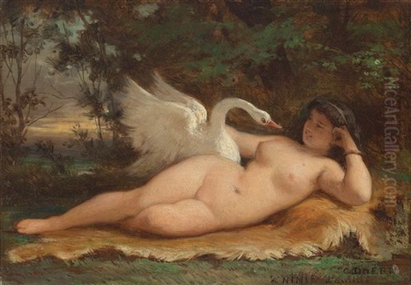 Leda Mit Dem Schwan Oil Painting by Charles Augustin Victor Doerr