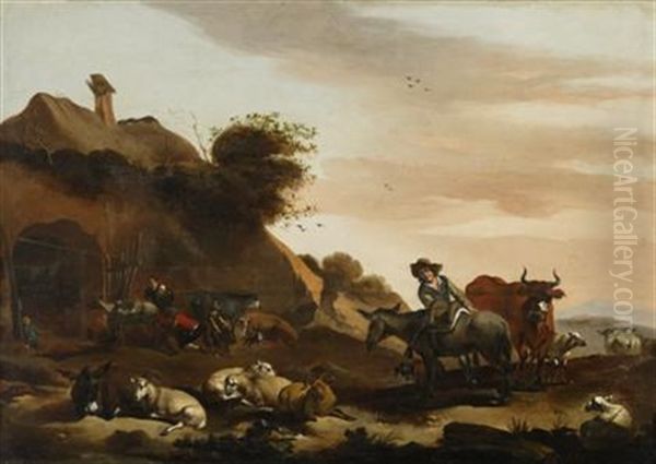 Herder With Flock Oil Painting by Jacob van der Does the Elder