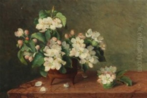 Flowers On Stone Sill Oil Painting by Augusta Dohlmann