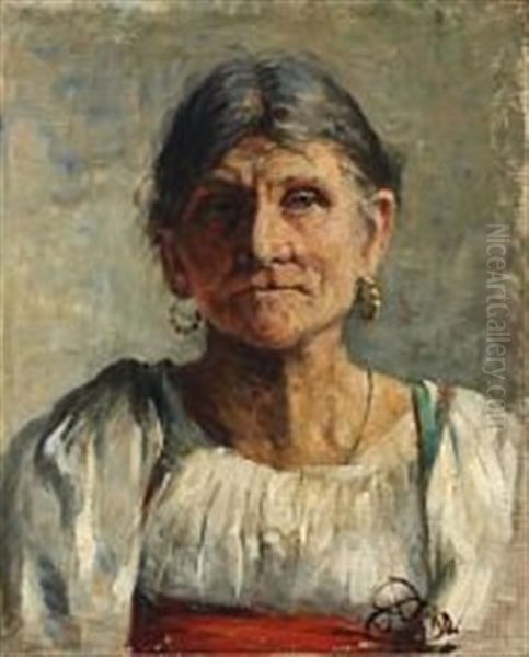 Portrait Of An Italian Woman Oil Painting by Augusta Dohlmann