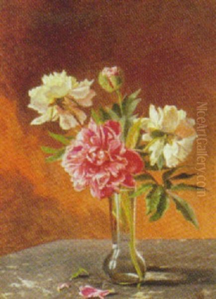 Opstilling Med Blomster I Vase Oil Painting by Augusta Dohlmann