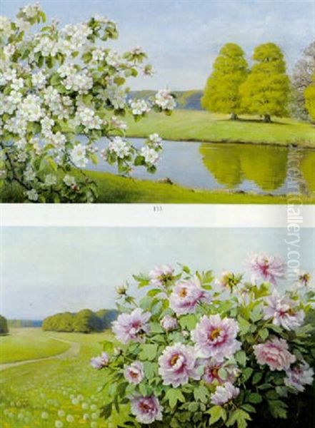 Blomsterprospekt Oil Painting by Augusta Dohlmann