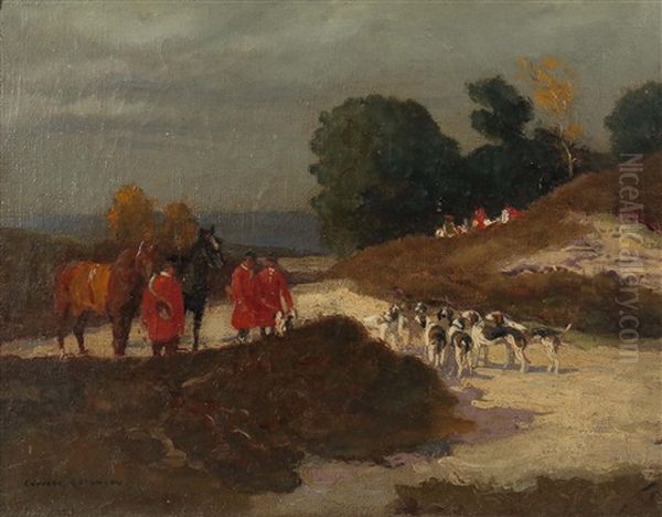 Treffen Zur Hubertusjagd Oil Painting by Edouard Edmond Doigneau