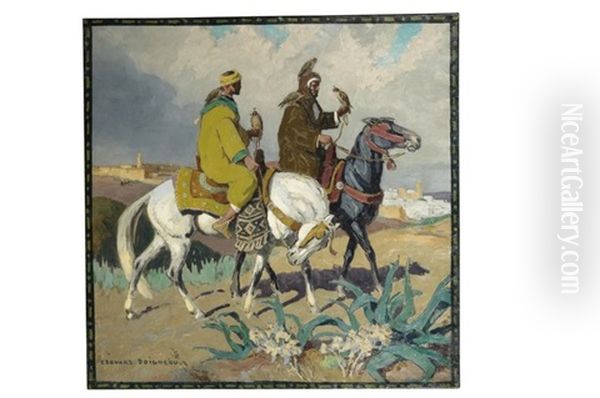 Fauconniers Marocains, Moroccan Falconners Oil Painting by Edouard Edmond Doigneau