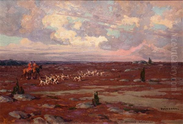 Chiens De Meute Et Sonneurs Oil Painting by Edouard Edmond Doigneau