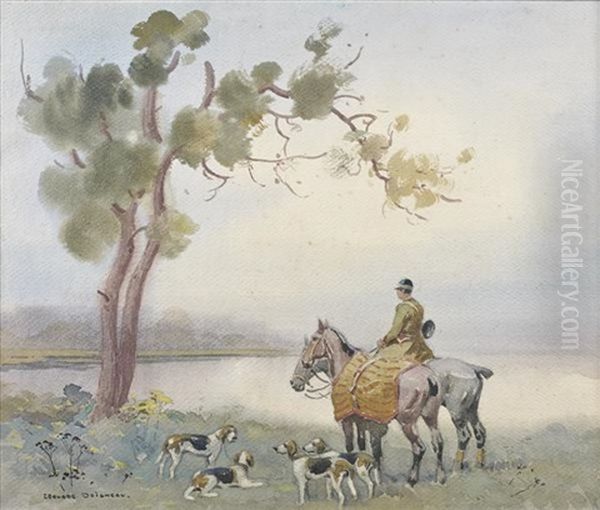 Apres Le Bat L'eau Oil Painting by Edouard Edmond Doigneau