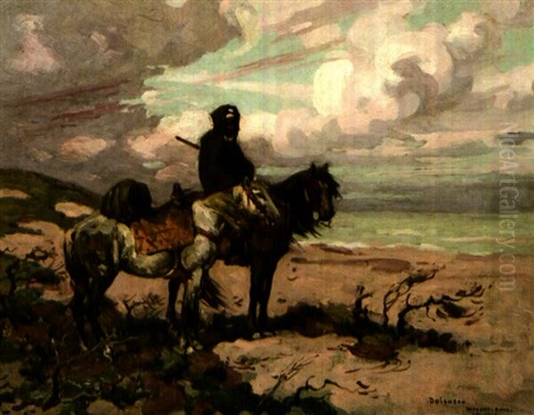 La Cavalier Et Sa Monture Oil Painting by Edouard Edmond Doigneau