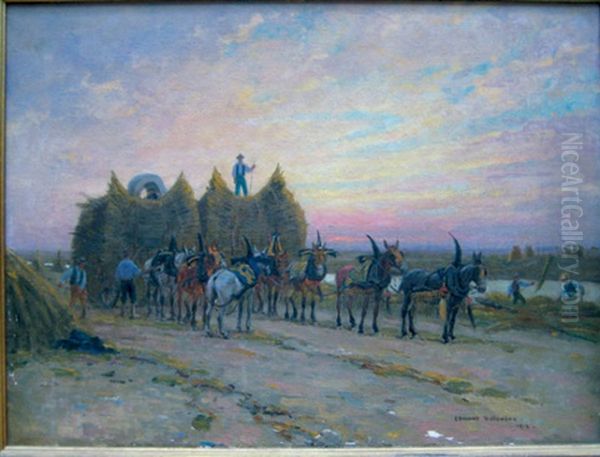 Le Ramassage Des Joncs Oil Painting by Edouard Edmond Doigneau