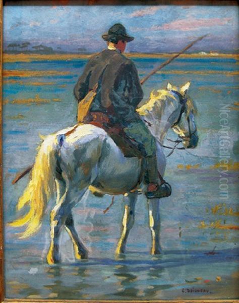 Gardian A Cheval De Dos Oil Painting by Edouard Edmond Doigneau