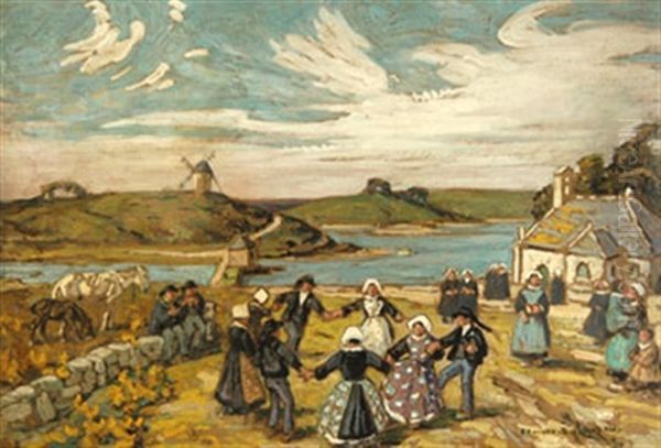 La Danse Bretonne Oil Painting by Edouard Edmond Doigneau