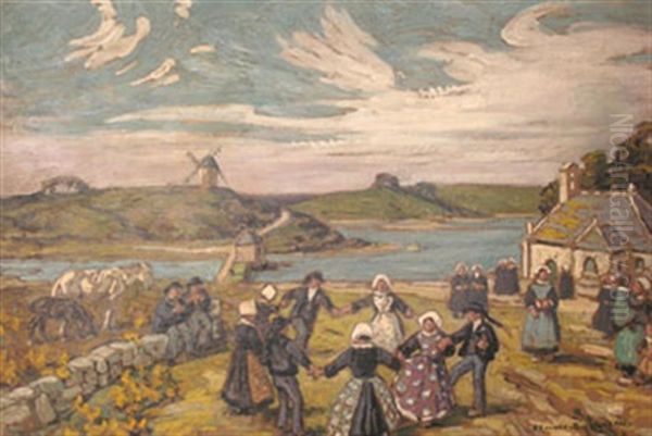 La Danse Bretonne Oil Painting by Edouard Edmond Doigneau