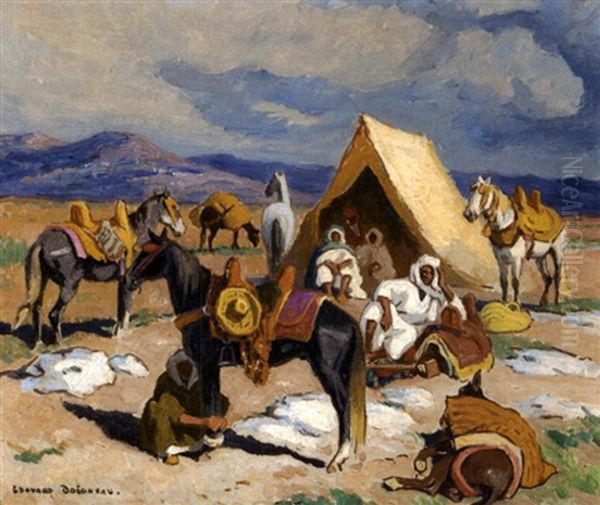 Campement Arabe Oil Painting by Edouard Edmond Doigneau