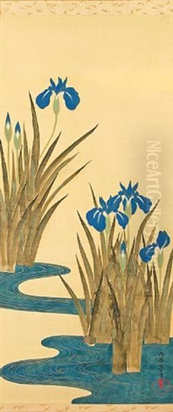 Irises Oil Painting by Sakai Doitsu