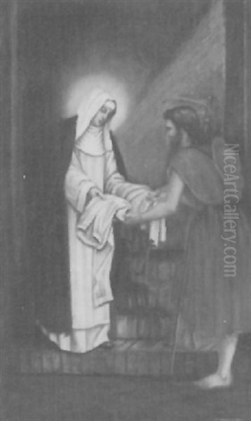 St. Catherine And A Beggar Oil Painting by Sister Angelico Dolan