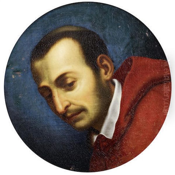 San Carlo Borromeo In Tondo Oil Painting by Carlo Dolci