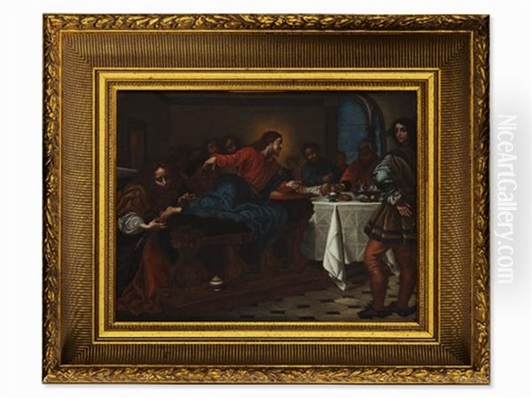 Christ In The House Of Simon Oil Painting by Carlo Dolci