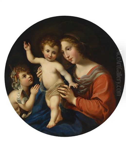 Madonna Mit Kind Und Dem Johannesknaben Oil Painting by Carlo Dolci