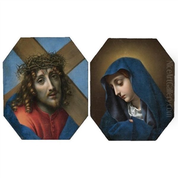 Christ Carrying The Cross (+ Madonna; Pair) Oil Painting by Carlo Dolci