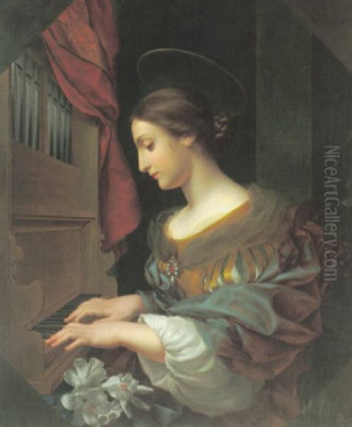 Die Hl. Cacilie An Der Orgel Oil Painting by Carlo Dolci