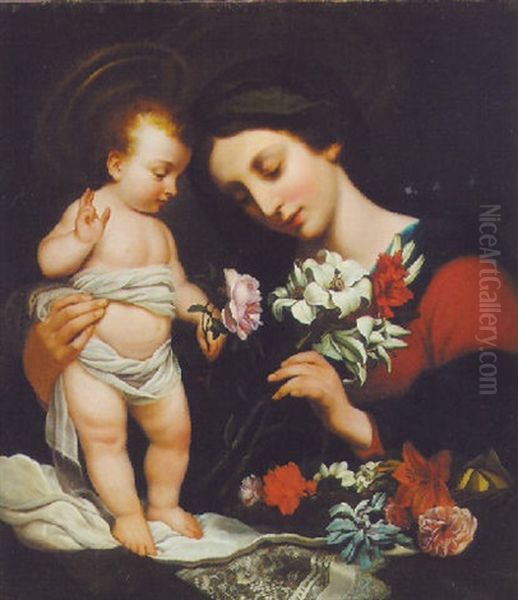 Madonna And Child With Flowers Oil Painting by Carlo Dolci