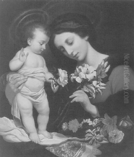 Madonna And Child With Flowers Oil Painting by Carlo Dolci