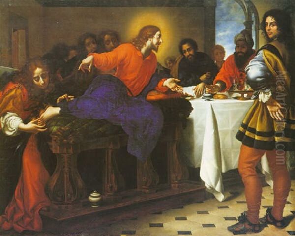 Christ In The House Of The Pharisee Oil Painting by Carlo Dolci