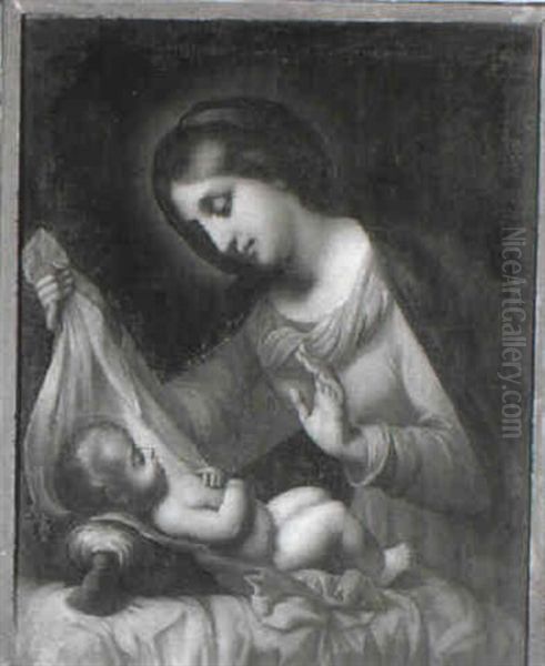 The Madonna Adoring The Christ Child Oil Painting by Carlo Dolci