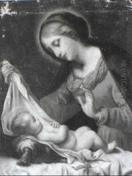 The Madonna Adoring The Christ Child Oil Painting by Carlo Dolci