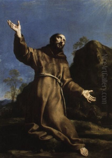 Saint Francois D'assise Recevant Les Stigmates Oil Painting by Carlo Dolci